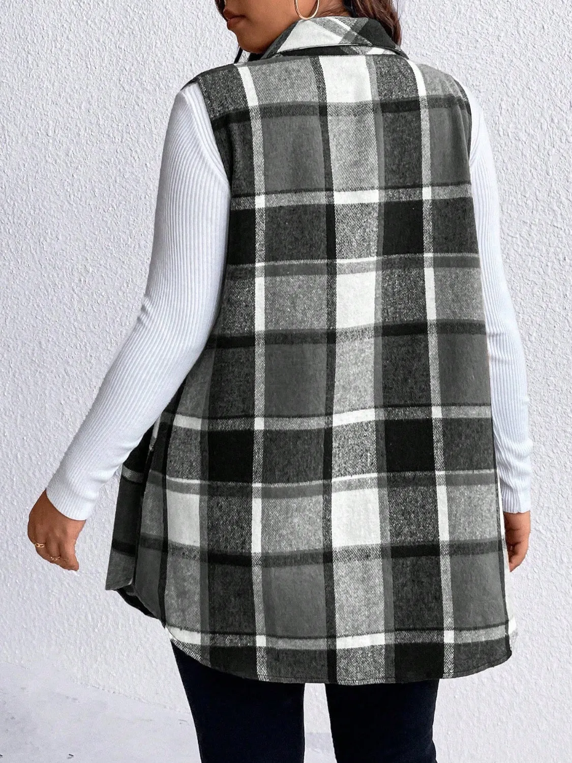 Plus Size Button Up Vest Coat