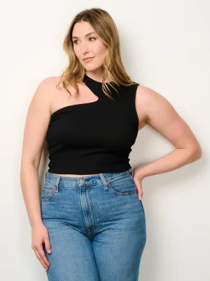 PLUS SIZE ONE SHOULDER CROP TOP