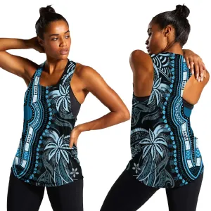 Polynesia Mixed African Dashiki Women Racerback Tank Afro-pacific Culture - Blue LT9
