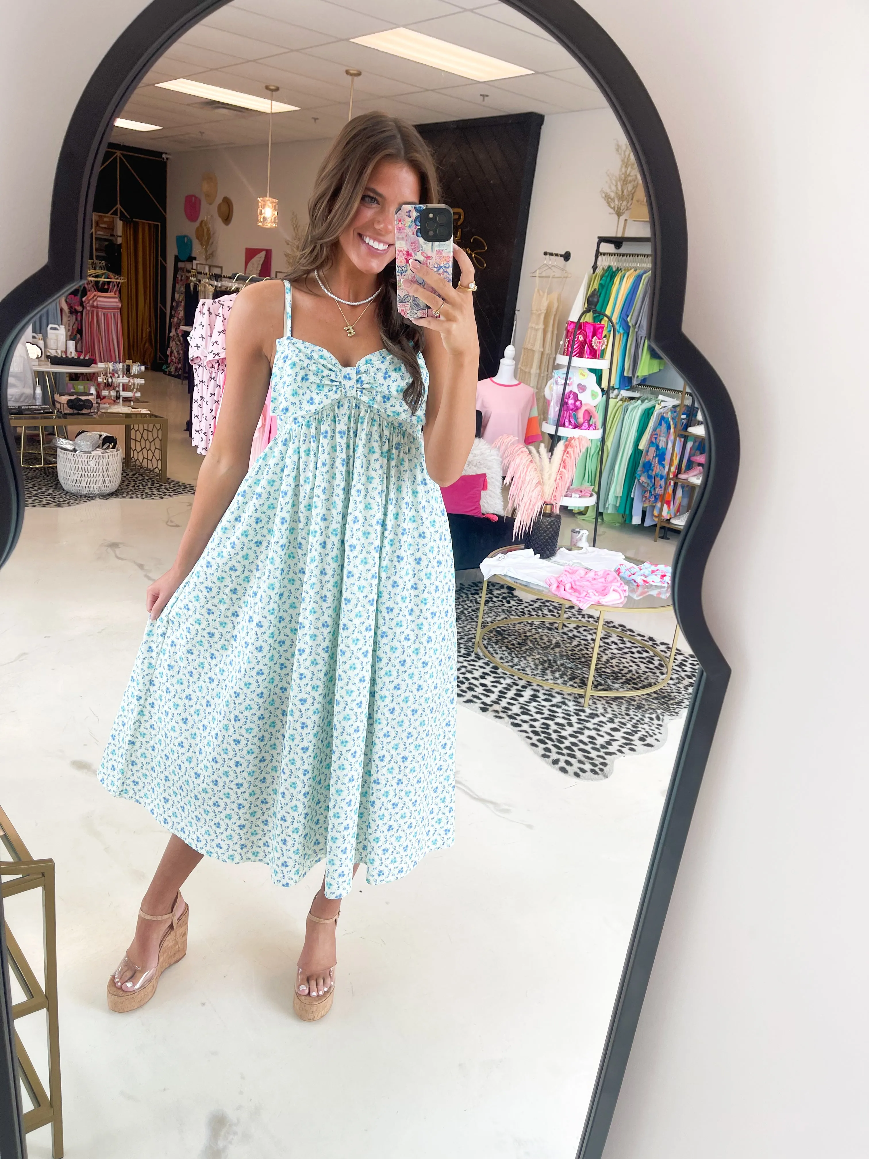 Poplin Floral Bow Tie Dress