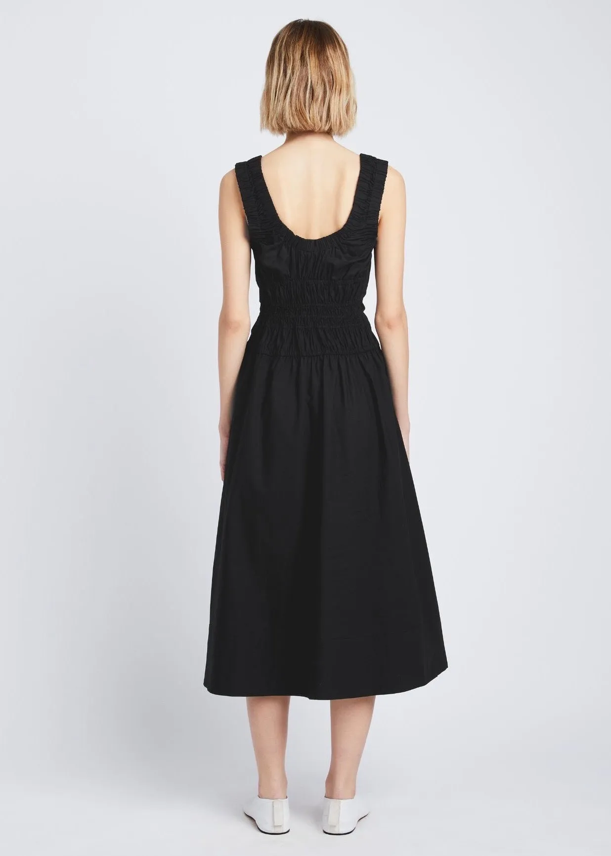 Poplin Gathered Dress (Black)