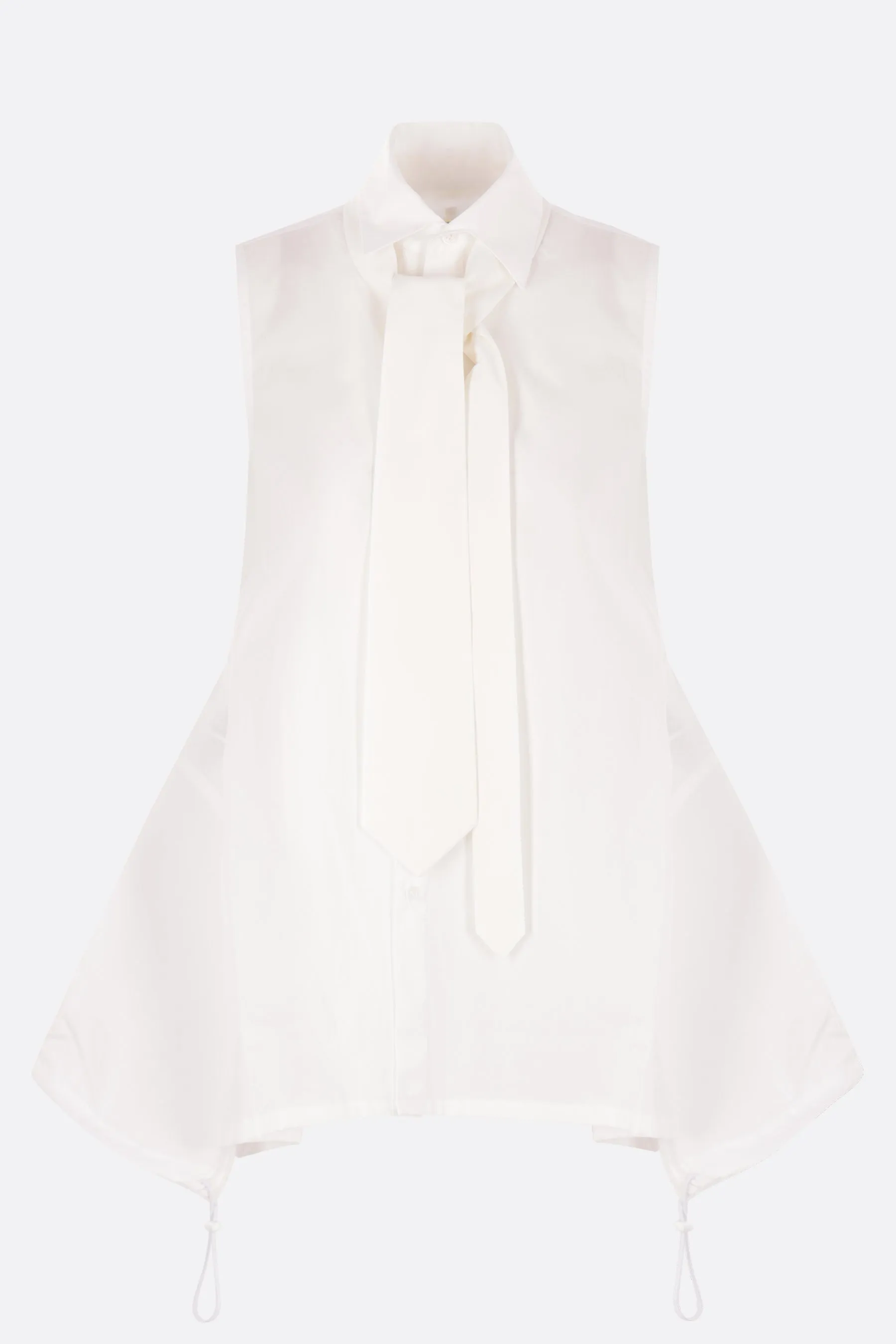 poplin sleeveless tie shirt