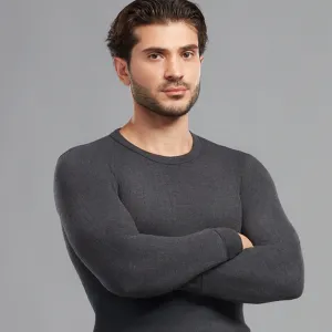 Premium Cotton-Polyester Blend Parka Thermal Vest with a Round Neckline, Slim Fit, Elastane Binding, and Full Sleeves - Charcoal