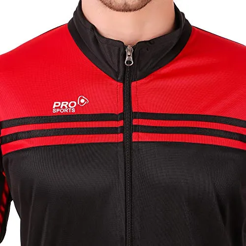 Pro Sports Track Suit for Men Full Zip Running Jogging Athletic Sports Jacket and Pants Set Red/Black