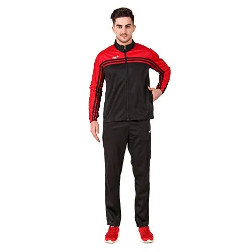 Pro Sports Track Suit for Men Full Zip Running Jogging Athletic Sports Jacket and Pants Set Red/Black