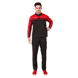 Pro Sports Track Suit for Men Full Zip Running Jogging Athletic Sports Jacket and Pants Set Red/Black