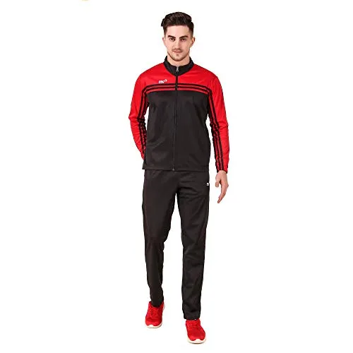 Pro Sports Track Suit for Men Full Zip Running Jogging Athletic Sports Jacket and Pants Set Red/Black