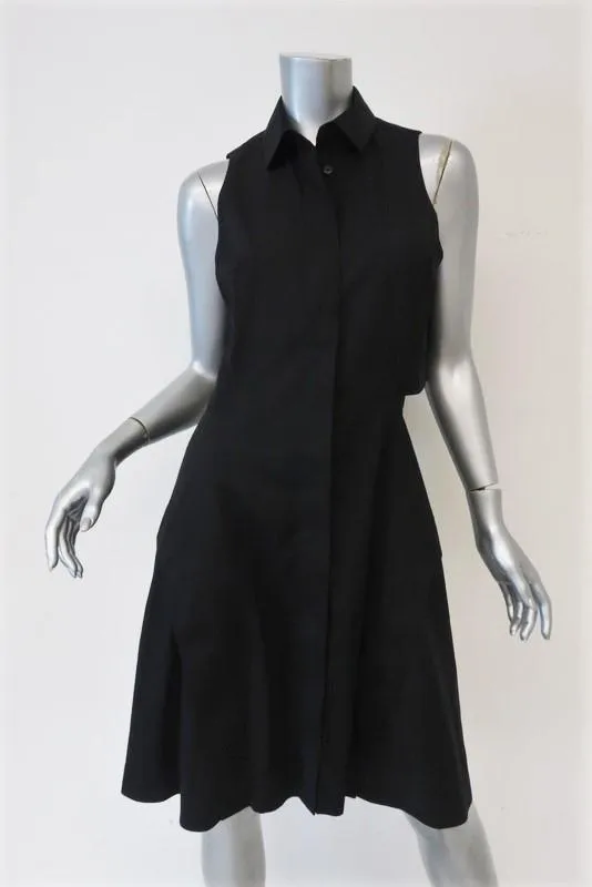 Proenza Schouler Shirtdress Black Cotton Size 4 Sleeveless Open-Back