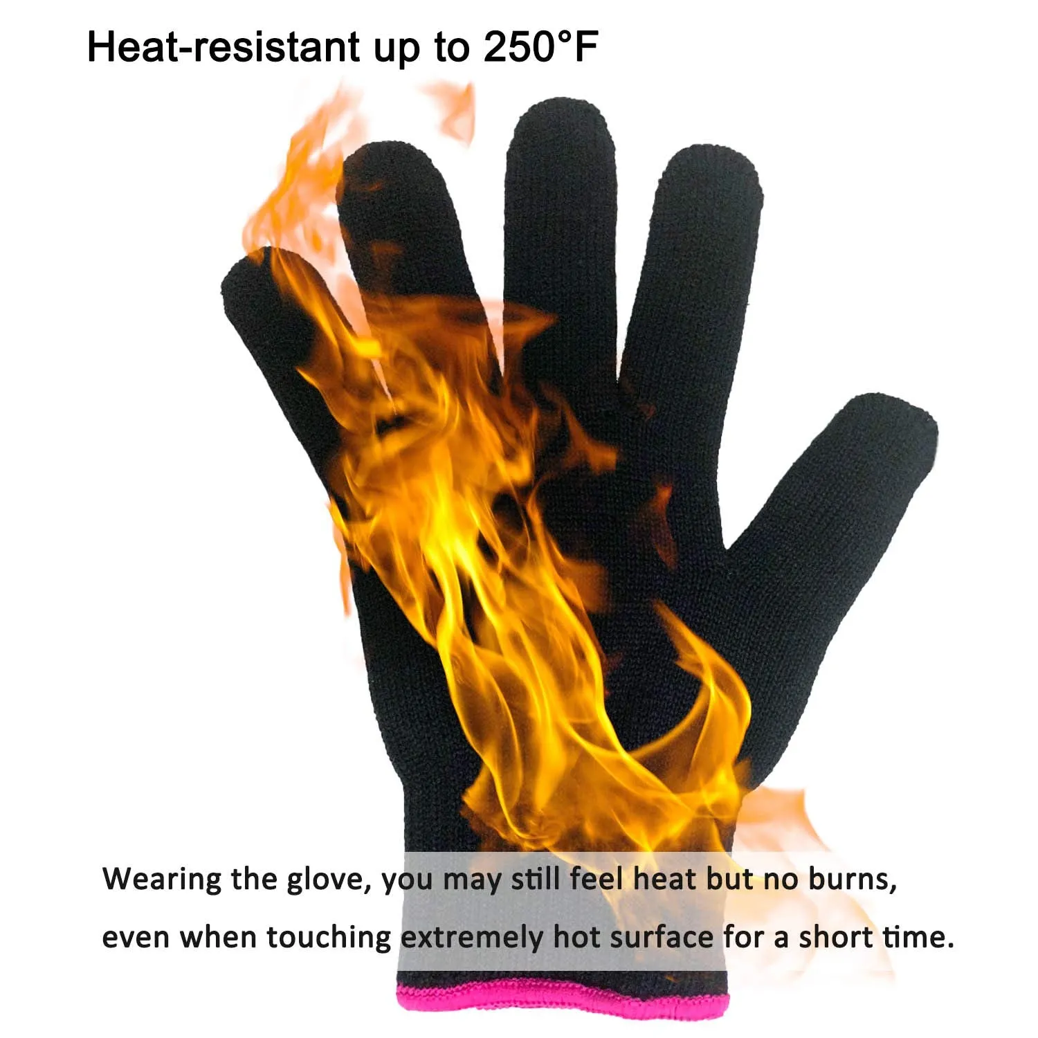 Professional Heat Resistant Glove for Hair Styling Heat Blocking for Curling, Flat Iron and Curling Wand Suitable for Left and Right Hands, 1 Piece, Pink Edge