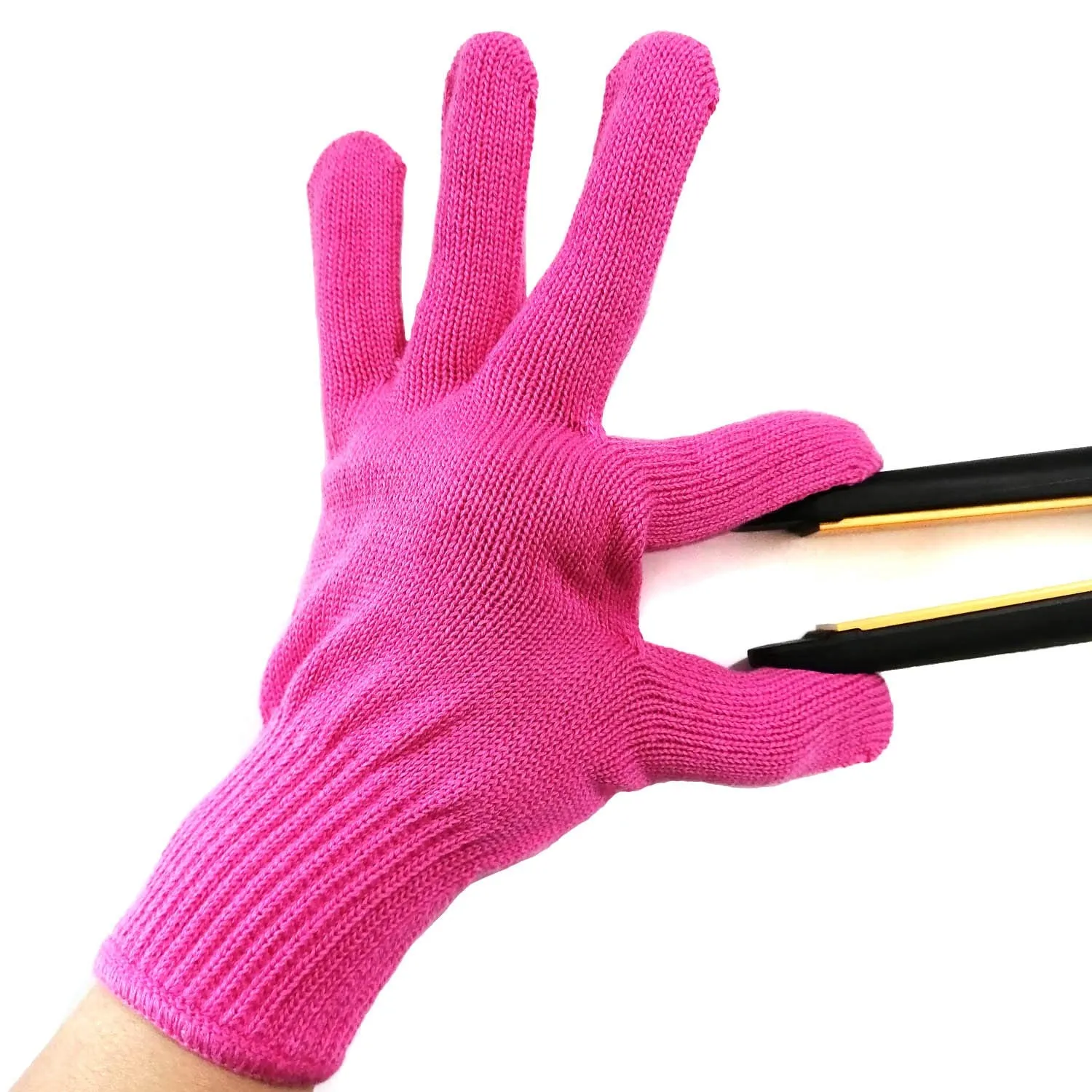 Professional Heat Resistant Glove for Hair Styling Heat Blocking for Curling, Flat Iron and Curling Wand Suitable for Left and Right Hands, 1 Piece, Pink Edge