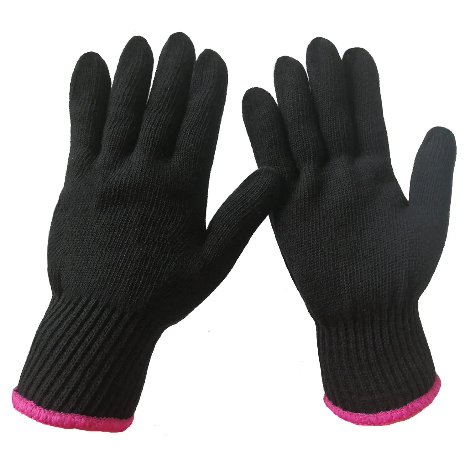 Professional Heat Resistant Glove for Hair Styling Heat Blocking for Curling, Flat Iron and Curling Wand Suitable for Left and Right Hands, 1 Piece, Pink Edge