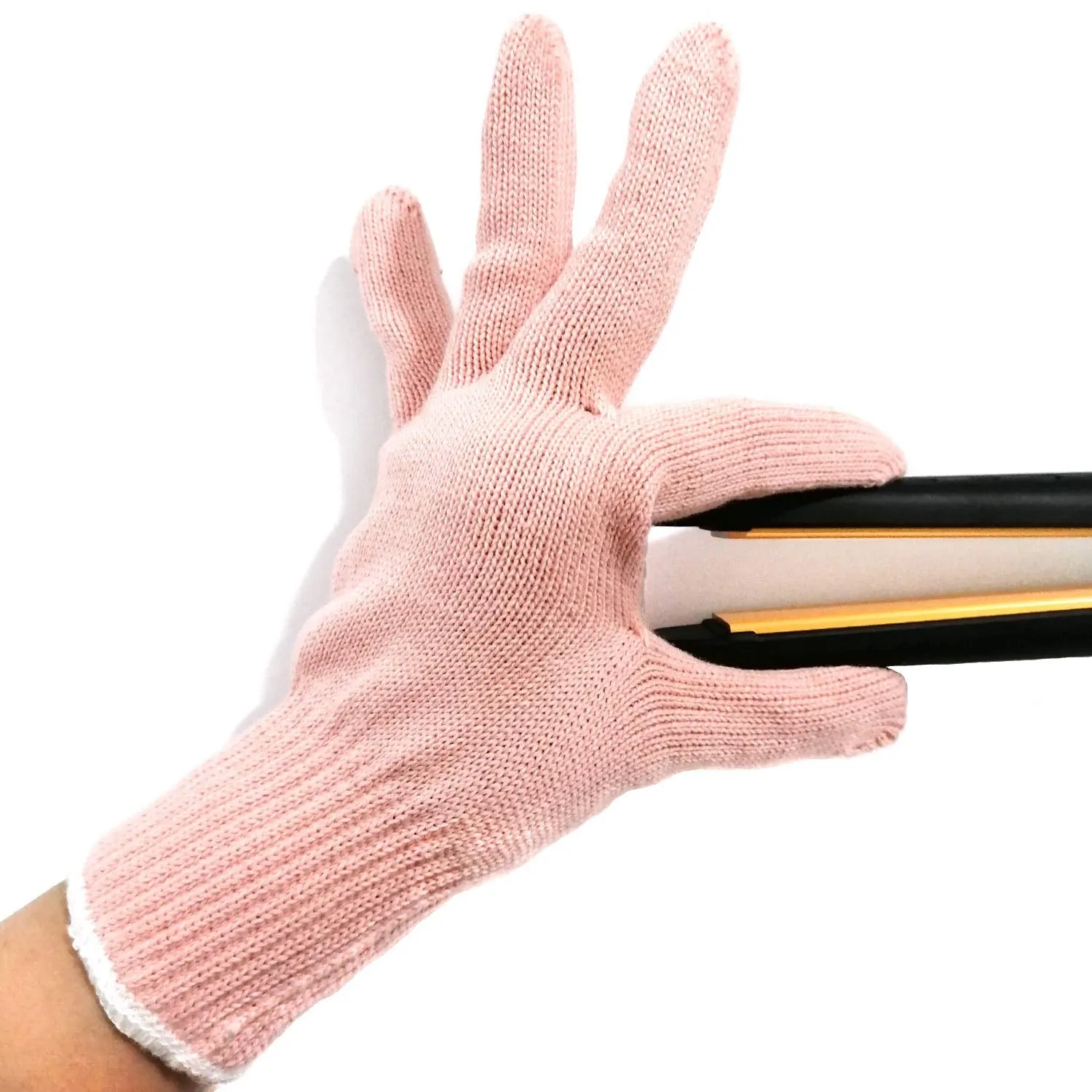 Professional Heat Resistant Glove for Hair Styling Heat Blocking for Curling, Flat Iron and Curling Wand Suitable for Left and Right Hands, 1 Piece, Pink Edge