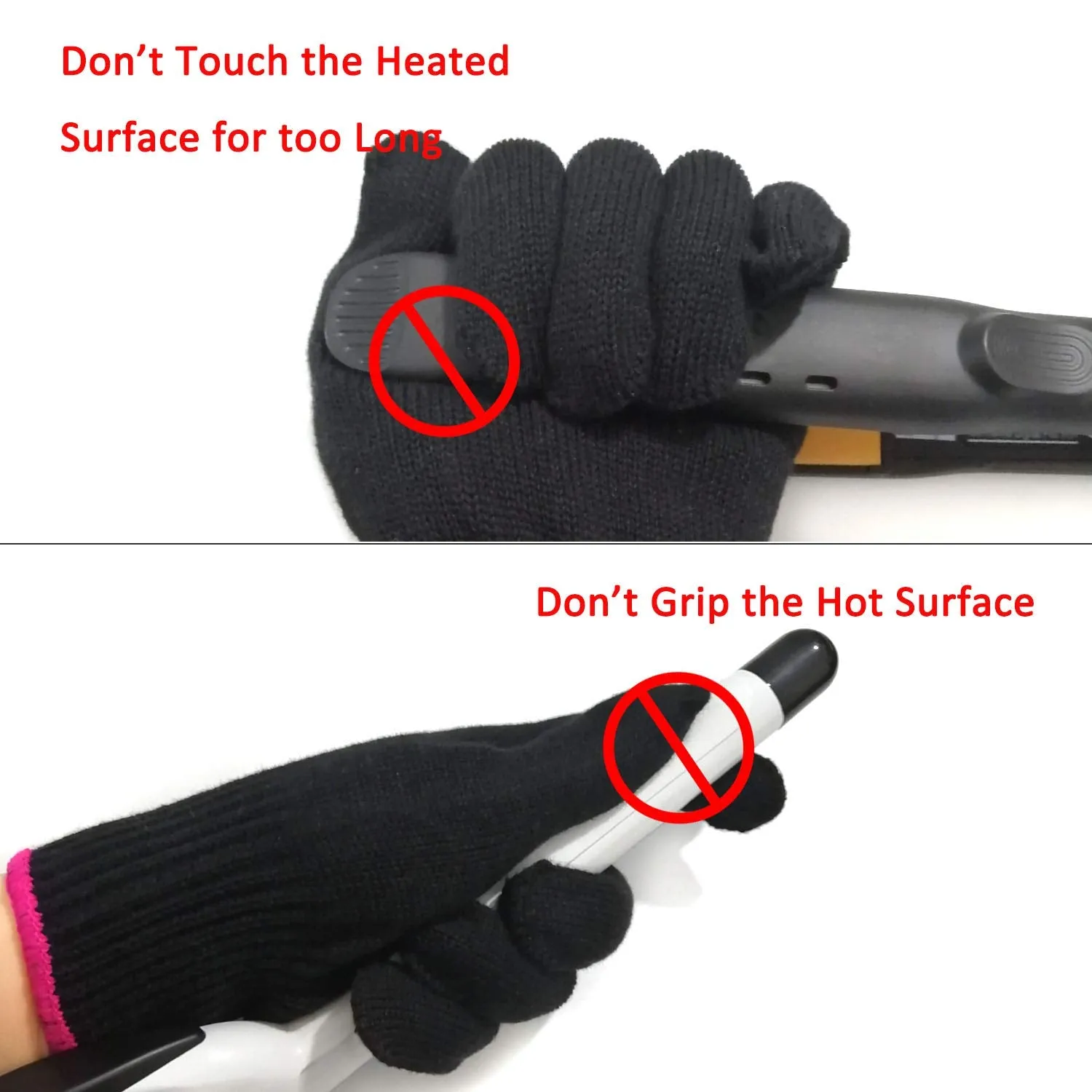 Professional Heat Resistant Glove for Hair Styling Heat Blocking for Curling, Flat Iron and Curling Wand Suitable for Left and Right Hands, 1 Piece, Pink Edge