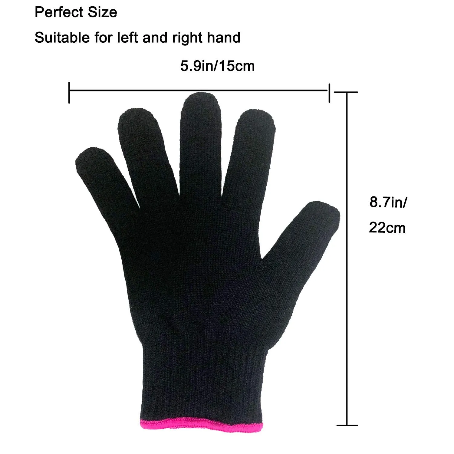 Professional Heat Resistant Glove for Hair Styling Heat Blocking for Curling, Flat Iron and Curling Wand Suitable for Left and Right Hands, 1 Piece, Pink Edge