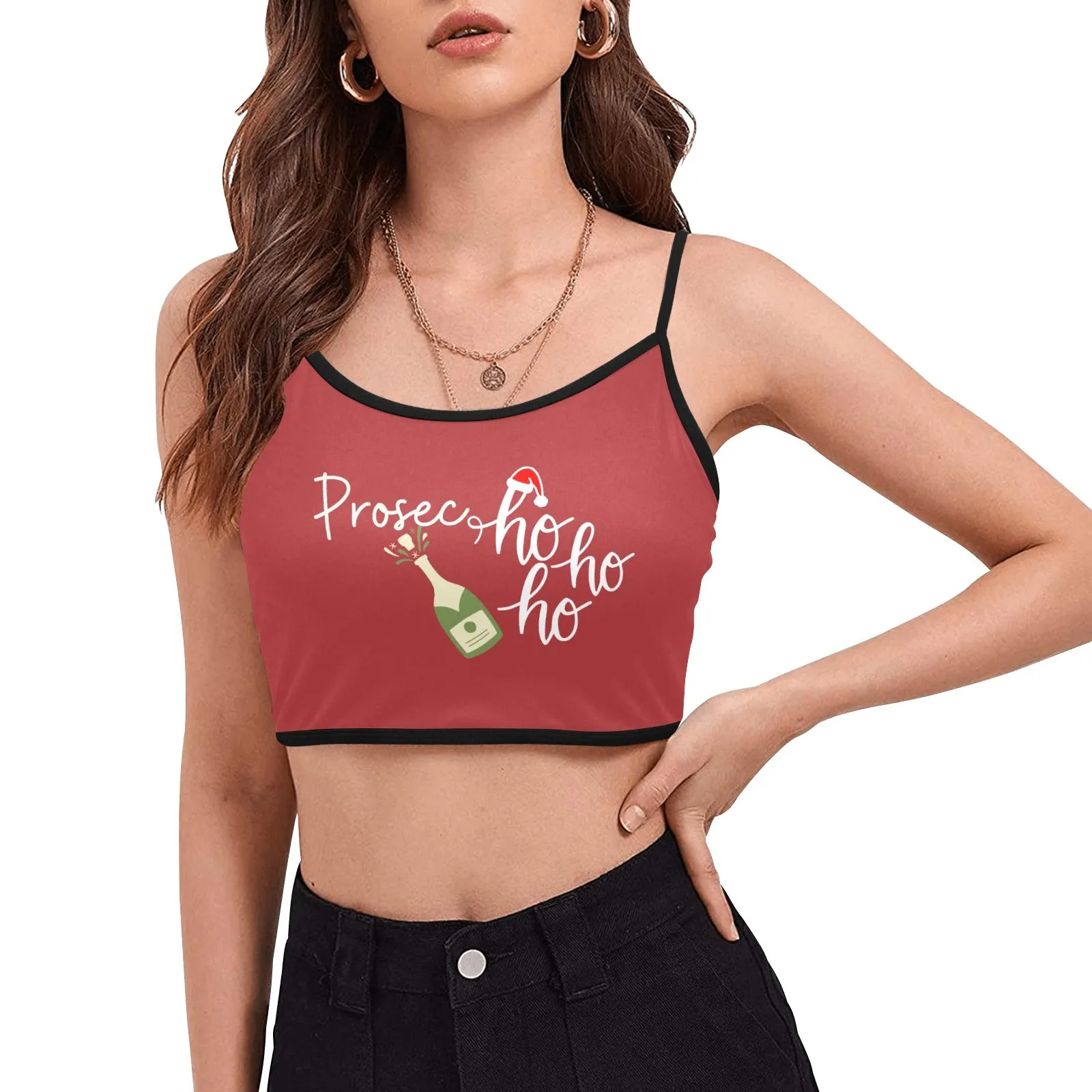 Prosecco Holiday Spaghetti Strap Crop Top