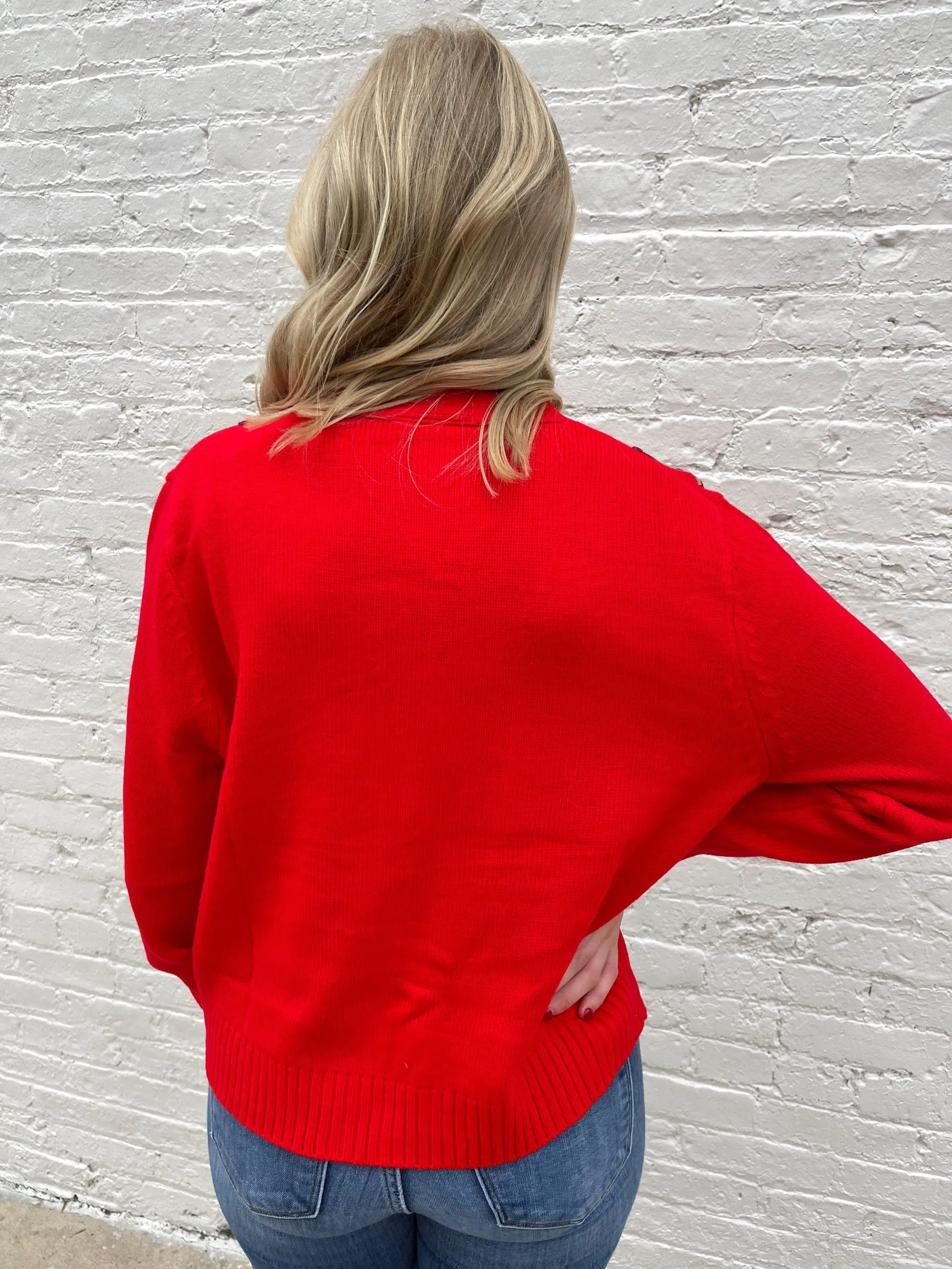 QUEEN OF SPARKLES NUTCRACKER CARDIGAN - RED