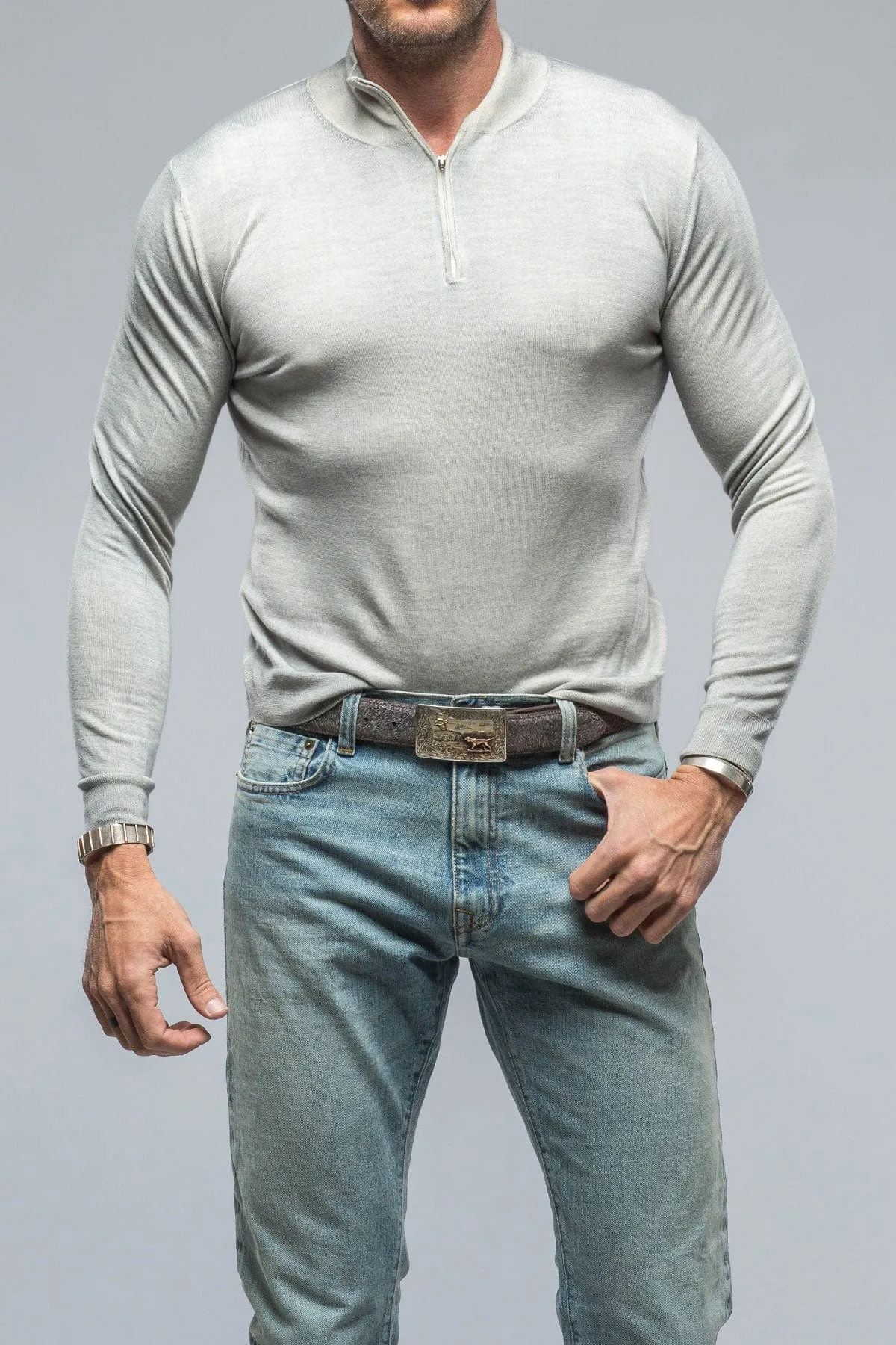 Queniin Cashmere Quarter Zip In Off White