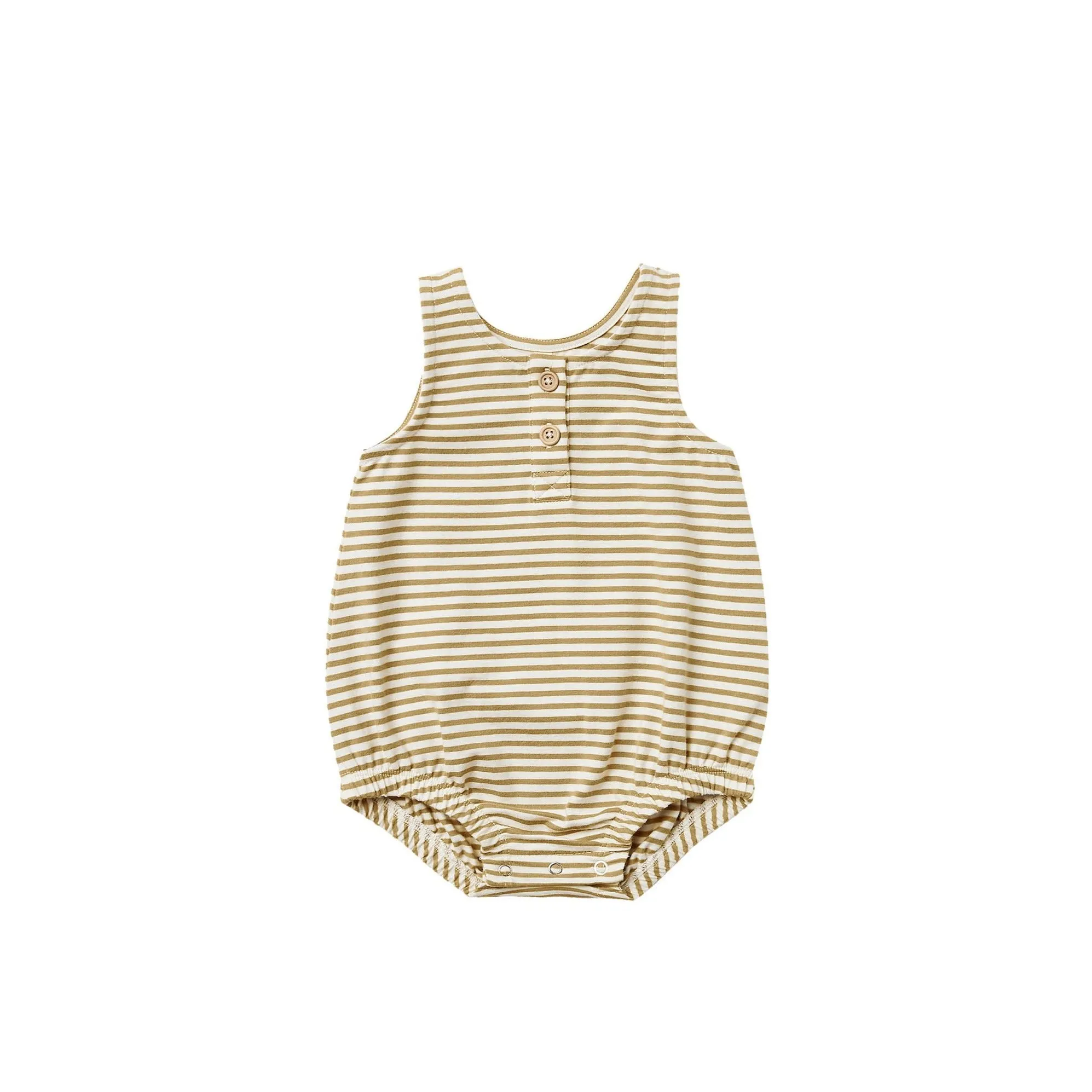 Quincy Mae Sleeveless Bubble Romper - Gold Stripe
