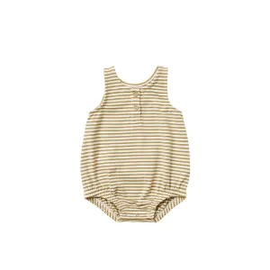 Quincy Mae Sleeveless Bubble Romper - Gold Stripe