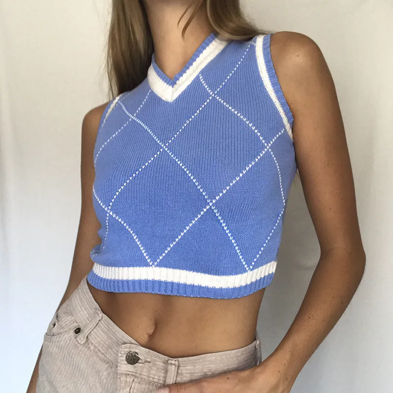 "BLUE DIAMOND CHECK" SWEATER VEST N092706