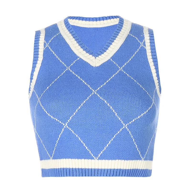 "BLUE DIAMOND CHECK" SWEATER VEST N092706