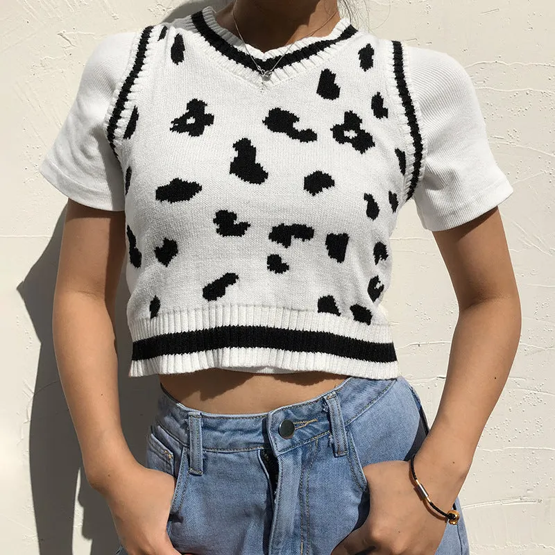 "COW PATTERN SWEATER" VEST N103006