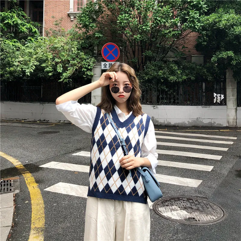 "FOUR COLOR PLAID SWEATER" VEST N103002