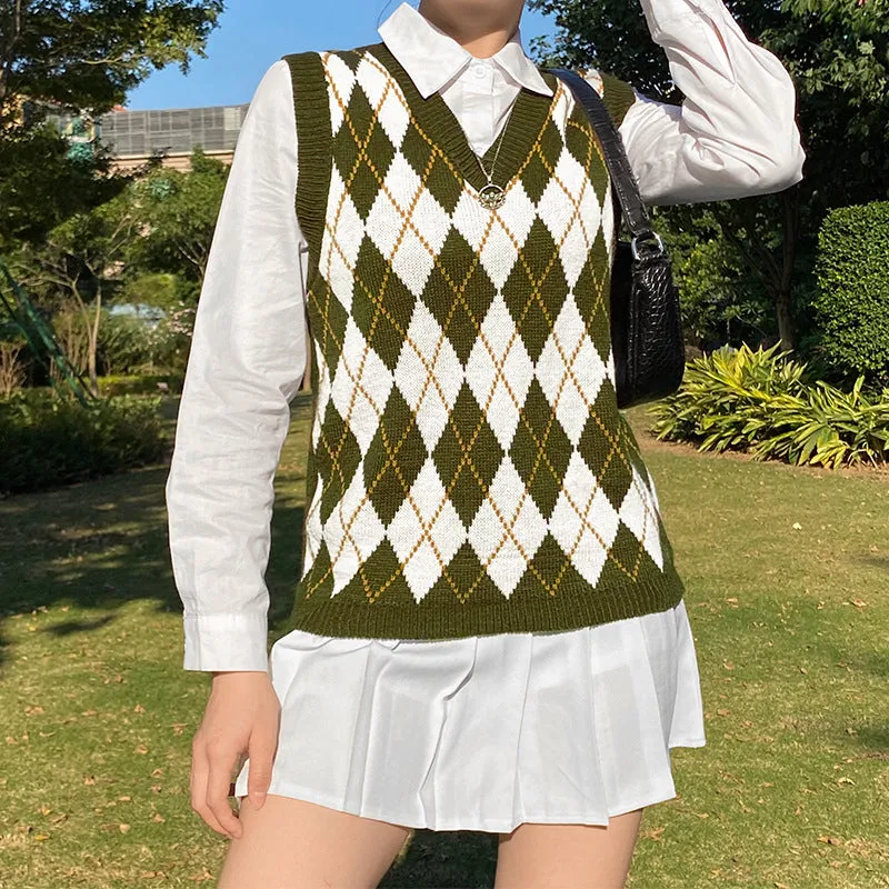 "FOUR COLOR PLAID SWEATER" VEST N103002
