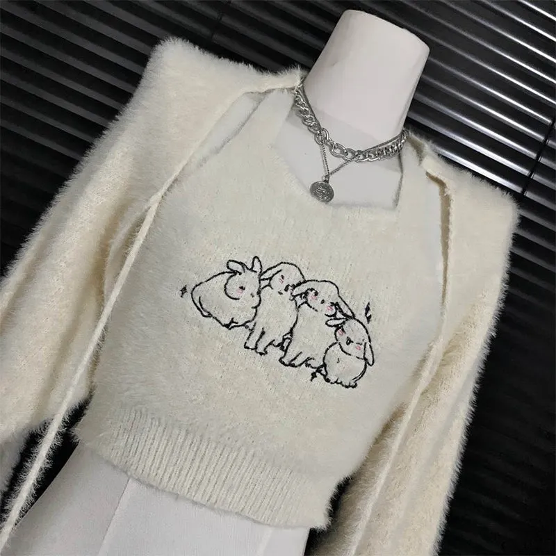 RABBIT SWEATER CAMISOLE SET UB98194