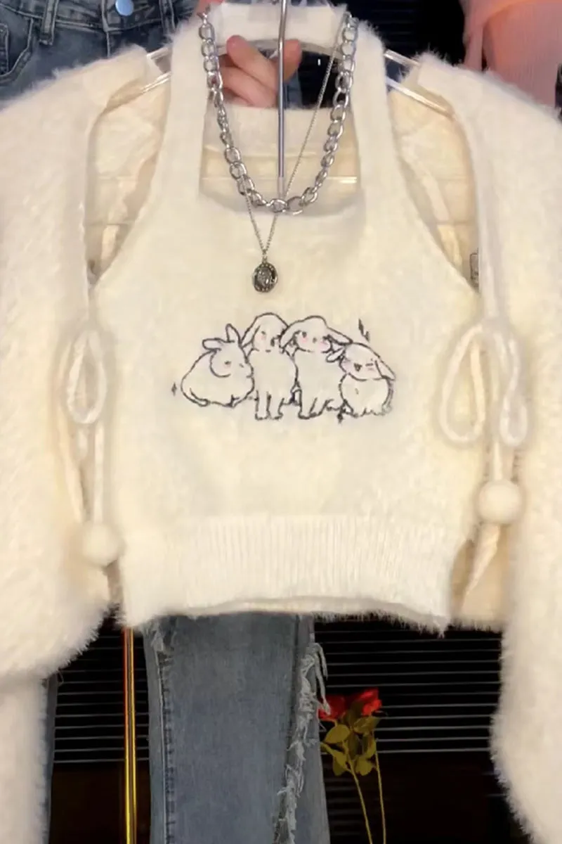 RABBIT SWEATER CAMISOLE SET UB98194