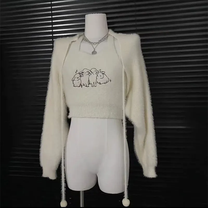 RABBIT SWEATER CAMISOLE SET UB98194