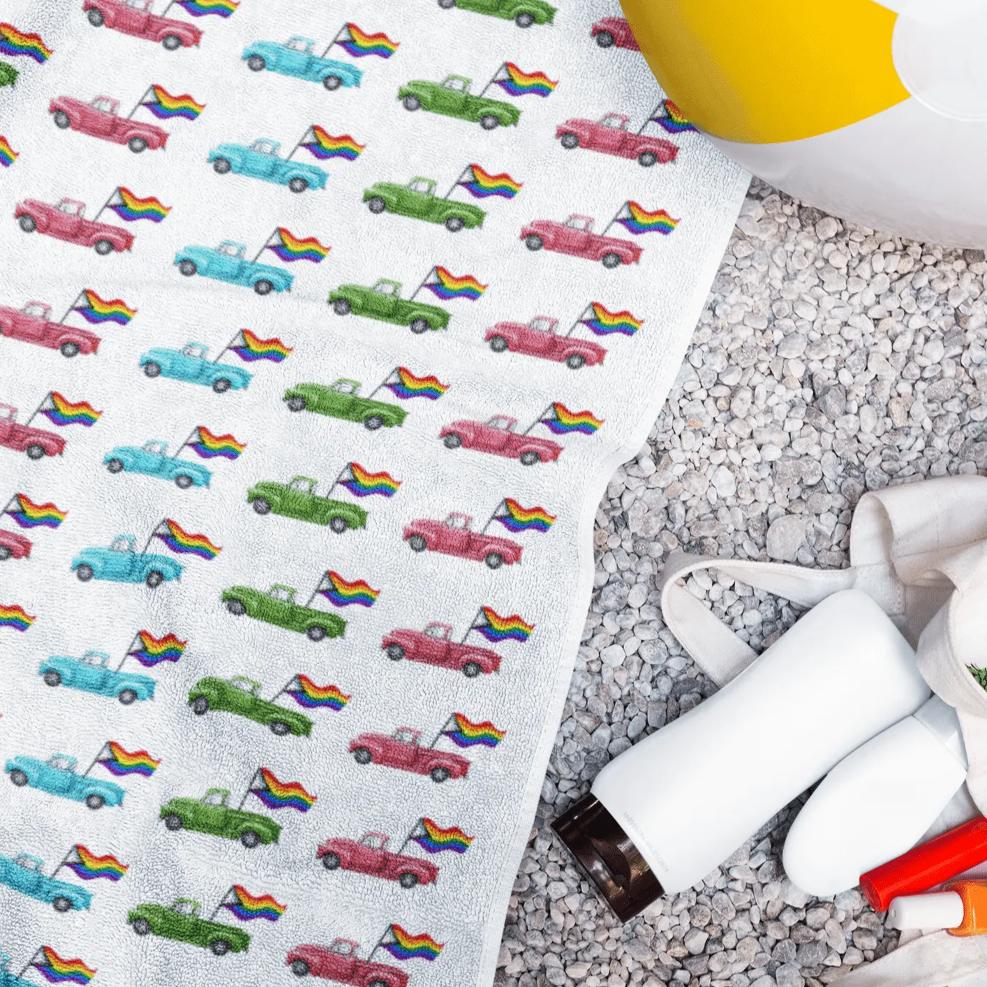 Rainbow Truckin Pool or Beach Towel