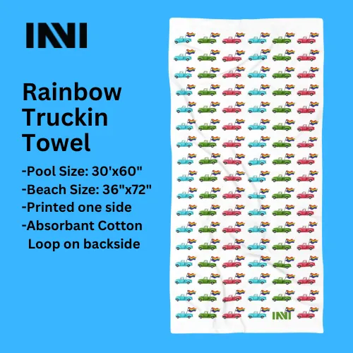 Rainbow Truckin Pool or Beach Towel