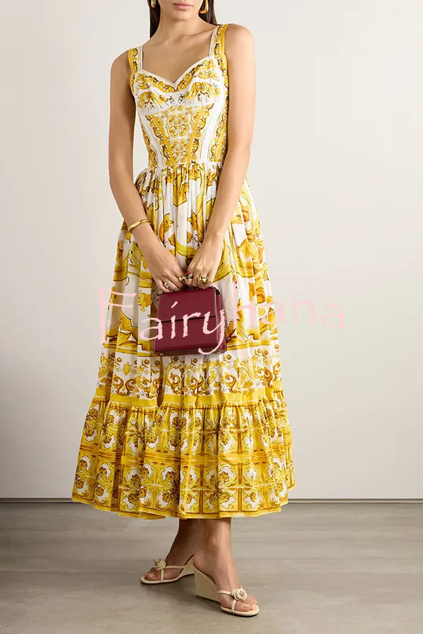Ready To Dance Palace Print Back Smocked Maxi Dress