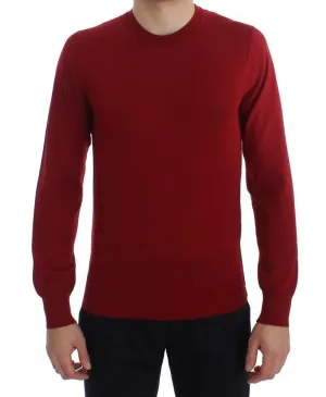 Red Cashmere Crew-neck Pullover Sweater