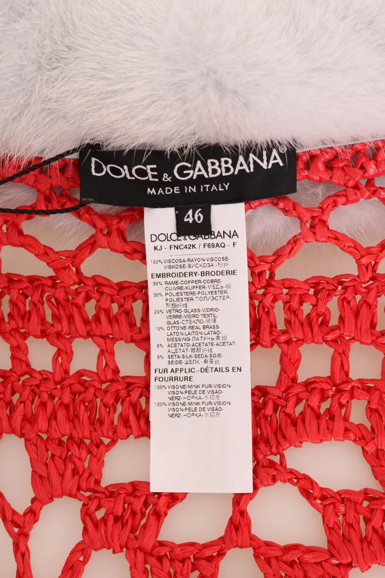 Red Fairy Tale Fur Crystal Cardigan Sweater
