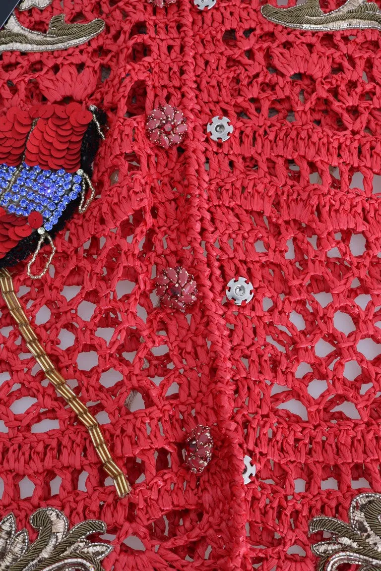 Red Fairy Tale Fur Crystal Cardigan Sweater