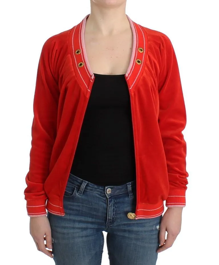 Red velvet zipup sweater