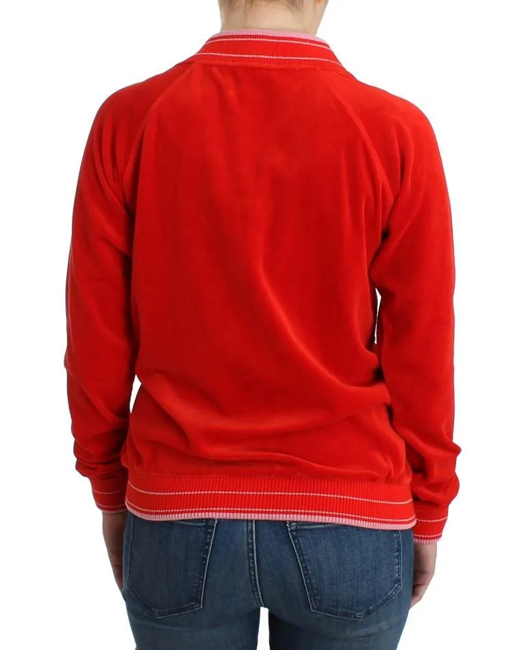 Red velvet zipup sweater