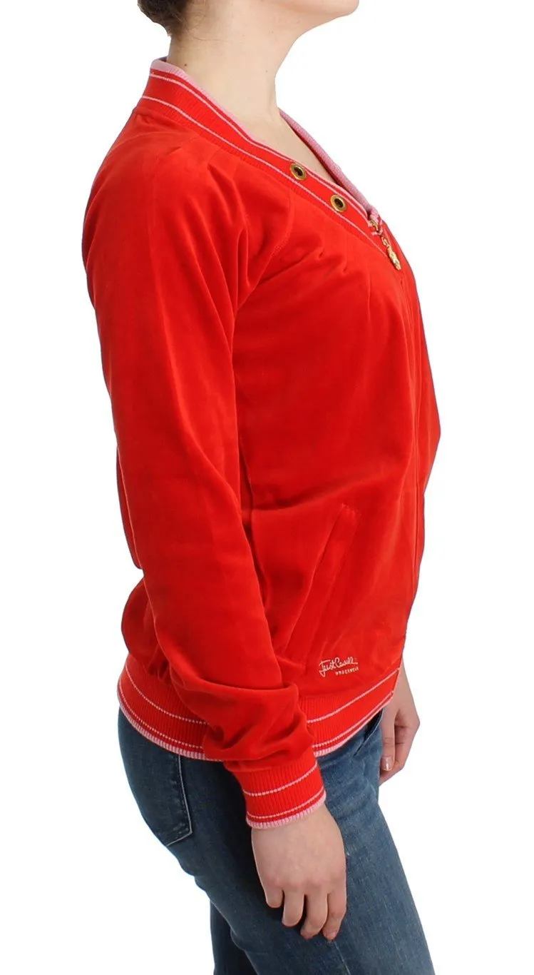 Red velvet zipup sweater