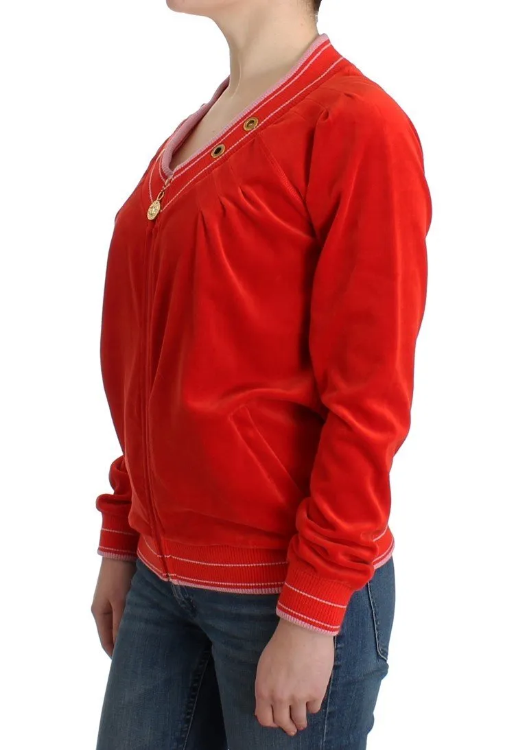 Red velvet zipup sweater