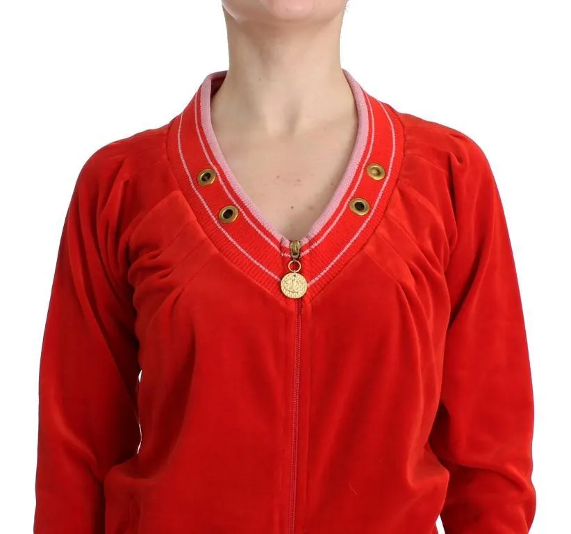 Red velvet zipup sweater