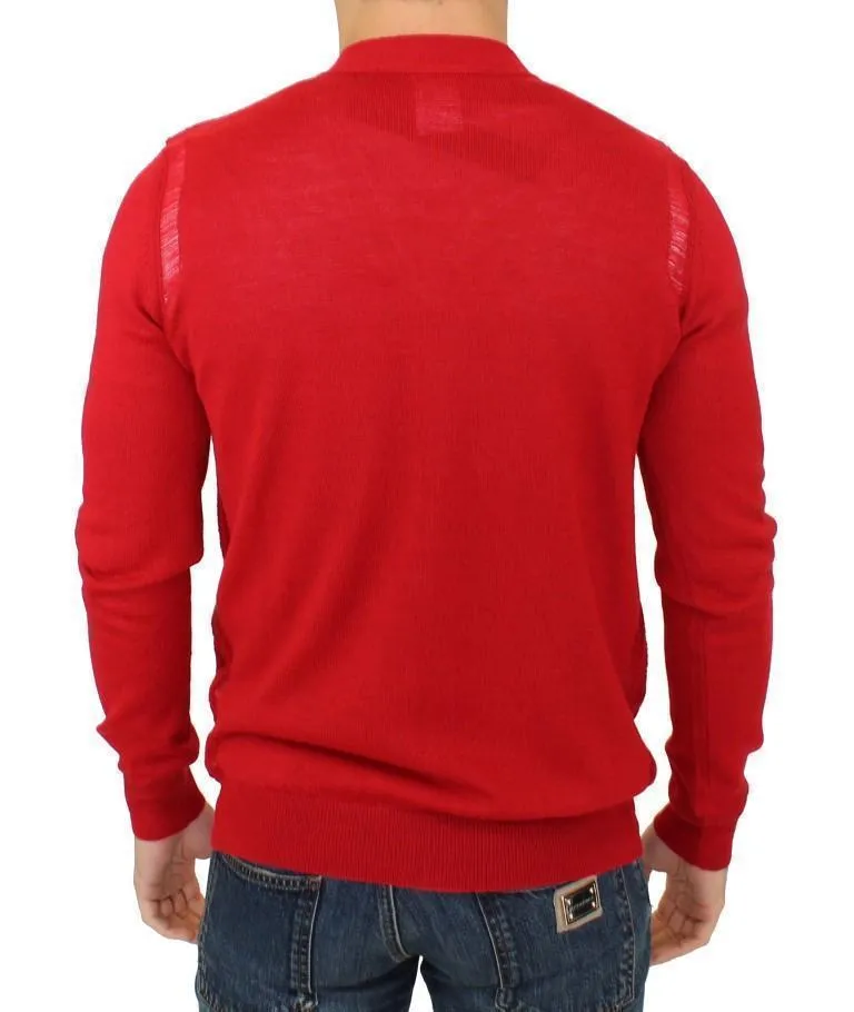 Red wool cardigan sweater