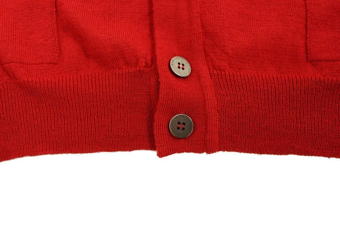 Red wool cardigan sweater