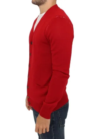 Red wool cardigan sweater