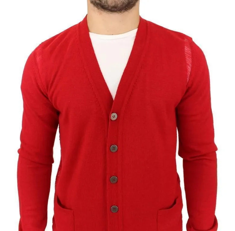 Red wool cardigan sweater