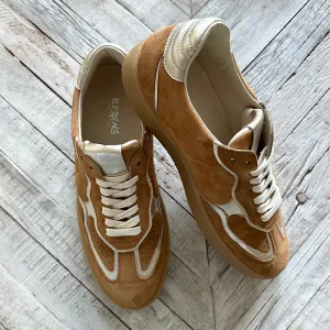 Reqins Brown Metallic Suede Sneakers