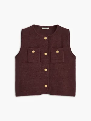 Retro Metal-Button Sweater Vest