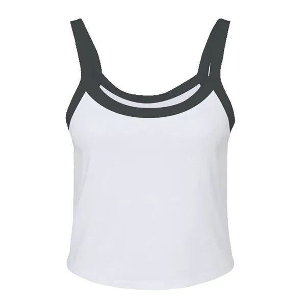 Rib Tank with Contrast Spaghetti Strap