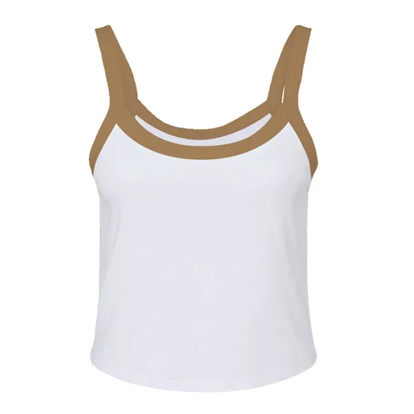 Rib Tank with Contrast Spaghetti Strap